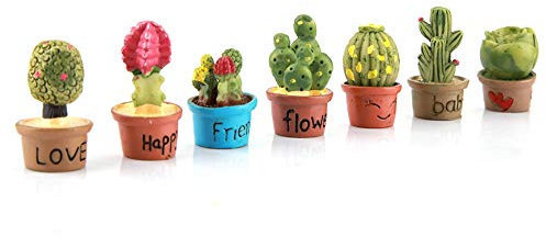Shanrya Mini Fausse Plante, 7 Pièces, Petit Cactus Artificiel, Plante Verte Miniature, Fausse Plante en Pot, Mini Plantes Artificielles, Accessoire de Décoration de Jardin pour la Maison