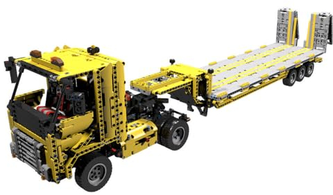 ZITIANYOUBUILD Sattelauflieger LKW mit 2 schaltbaren Gängen und V8-Motor 2221 Teile MOC Bauen ab 18 Jahren