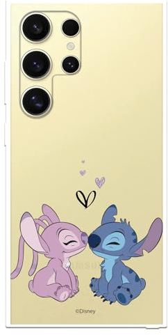 Schutzhülle kompatibel mit Samsung Galaxy S24 Ultra offiziell von Disney Angel & Stitch Kuss zum Schutz Ihres Handys. Flexible transparente Silikonhülle mit offizieller Lizenz von Lilo & Stitch