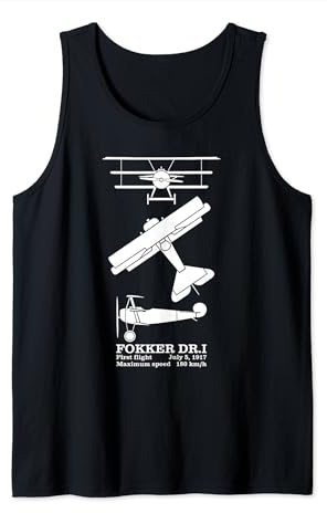Fokker Dr.I German WW1 Triplane Silhouettes Tank Top