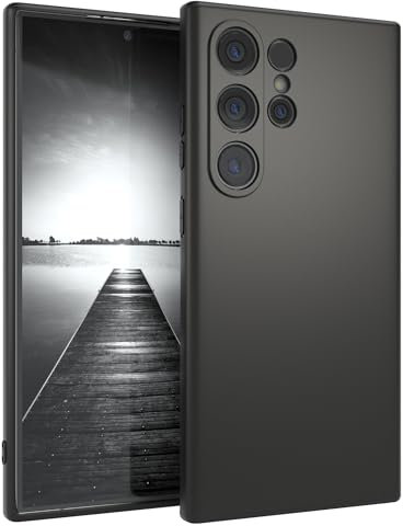 EAZY CASE Handyhülle Silikon mit Kameraschutz kompatibel mit Samsung Galaxy S24 Ultra in Schwarz Matt, Ultra dünn, Slimcover, Silikonhülle, Hülle, Softcase, Backcover