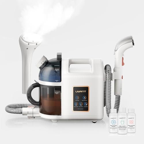 Uwant B200 Appareil de nettoyage pour coussins, 1900 W, avec fonction de nettoyage vapeur, convient pour les tapis, canapés, rideaux et vêtements, volume : 74 dB, puissance d'aspiration : 12 000 Pa