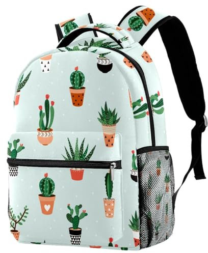 Travel Laptop Backpack, College School Computer Bag Gifts for Men Women, Cactus Flowerpot