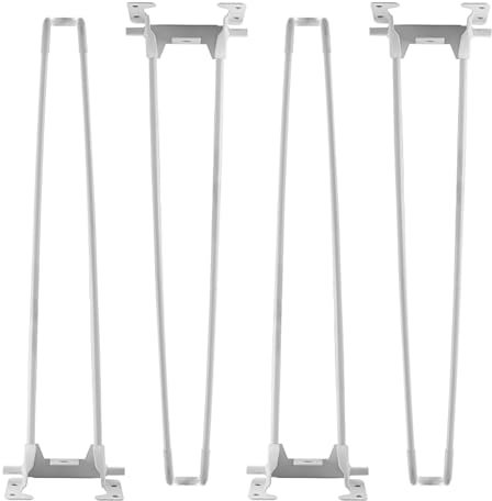 Pieds de table pliables en épingle à cheveux design industriel moderne pour table basse, table à manger et bar Pieds en fer forgé avec vis Blanc 50 cm