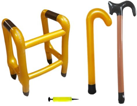 YUPDFGB Aufblasbarer Rollator und Aufblasbarer Gehstock Set Aufblasbarer Walker Aufblasbare Kostüme für Fasching oder Ruhestand Cosplay Witzige Geschenke für Geburtstagsstreiche