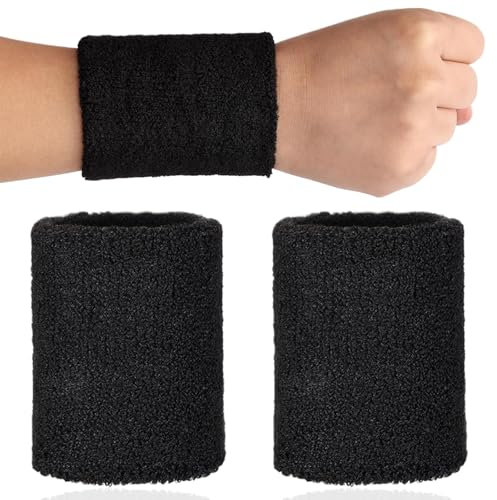 JEYORZY 2 Pièces Bandeau Poignet, Sport Poignet, Bandeau Ooignet Absorbant La Transpiration pour Hommes Et Femmes, Bracelets De Tennis en Coton, Adaptés Au Basketball, Football, Tennis