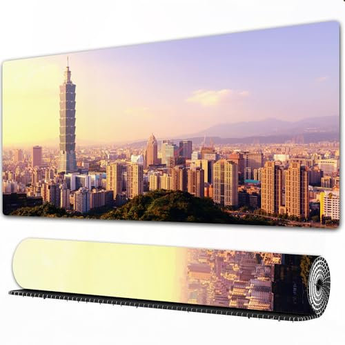 FEHWI Grand Tapis de Souris de Jeu avec Bords surpiqués et Dos antidérapant,sous-Main pour Clavier et Souris,Vols Pas Chers Depuis Amsterdam, Pays-Bas à Taibe,90×40 cm