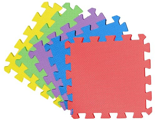 BLADO Baby Play Foam Mats, 1cm Thick EVA Foam Play Mat for Floor, Soft Interlocking Floor Mats for Comfortable and Durable Play Area 30x30, 10 Tiles (Multicolor, Pack of 2)