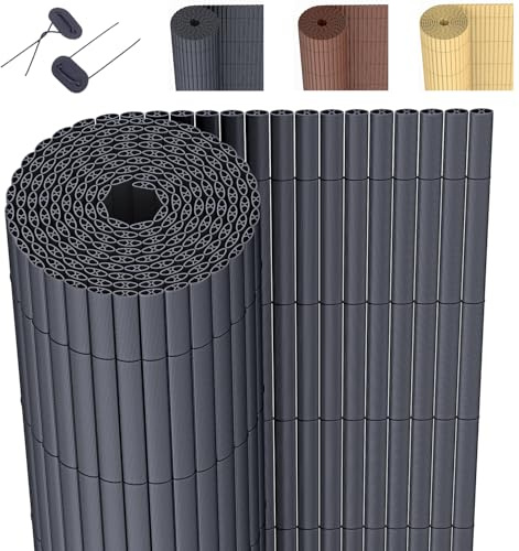 DVAURLIAN PVC Sichtschutzmatte, Balkon Sichtschutz mit Kabelbindern, Sichtschutzzaun Wasserdicht Windschutz für Garten, Balkon und Terrasse (Anthrazit, 90x400cm)