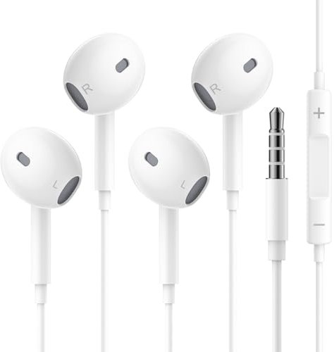 2 Pack 3.5mm Wired Earphones,In-Ear Headphones with HiFi Stereo Sound Noise Isolation,Built-in Microphone&Volume Control – Compatible with i-Phone,i-Pad,H-uawei,S-amsung,Android,Laptops,MP3/MP4Players