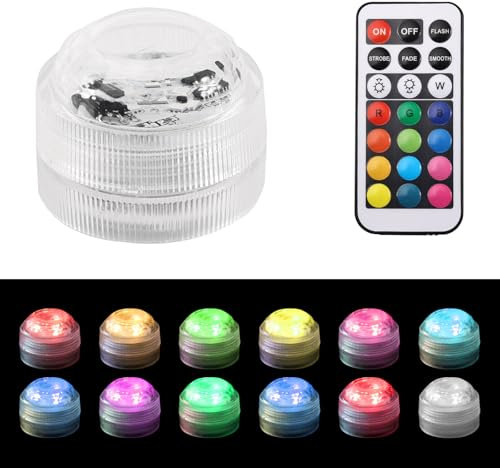 Begonia 12 Stück Unterwasser Licht, Mini Led Licht mit Fernbedienung, Multicolor RGB Pool Lichter, Led Wasserdicht, LED Teelichter, Poolbeleuchtung Unterwasser, Unterwasser Led für Teich, Aquarium