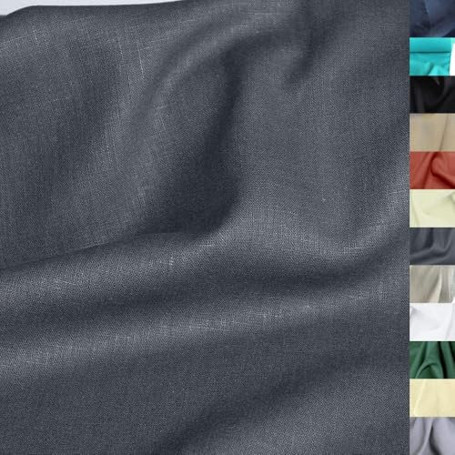TOLKO 50cm Leinenstoff Meterware natur Leinentuch für Kleider Hose Rock Bluse Hemd Vorhänge Gardinen Kissen Bettwäsche | 140cm breit | Stoffe zum Nähen Meterware Leinen Stoff kaufen (Dunkel Grau)