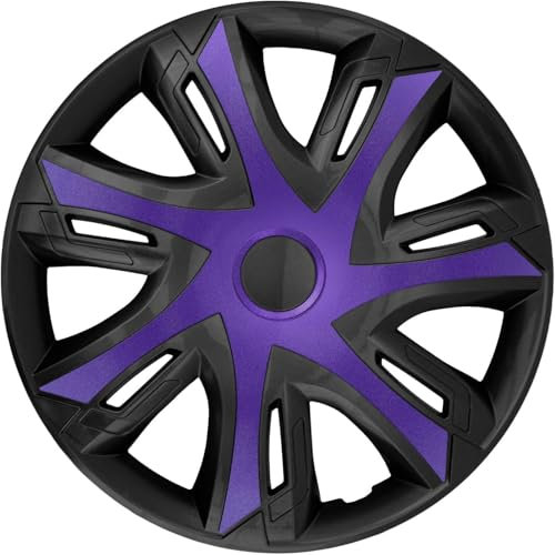 Luckyberg Radkappen 14 Zoll N-Power | Zierkappen in vielen Farben, Radzierblenden 4er-Set für die meisten Automarken und Stahlfelgen. Felgenabdeckung für Autofelgen. (14''-Violet&Black)