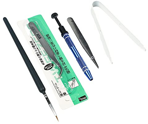 OEUVREBY 5x Mechanical Keyboard Switch Lube Brushes Tool Kit for Stabilizer white 14x10x8 cm
