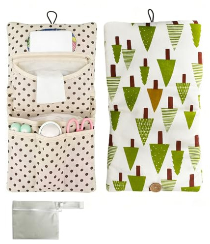 Kaiyzo 2 in 1 Universale Porta Pannolini e Salviette da Borsa Riutilizzabile Wet Bag con Cerniera Borsa Porta Pannolini da Appendere Organizerporta Newborn Baby Items