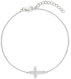 s.Oliver Damen Schmuck – Halsketten, Armbänder, Ohrstecker & Creolen aus Silber mit Kreuzanhänger und funkelnden Steinen – Symbolisch & Elegant – Perfekte Geschenkidee