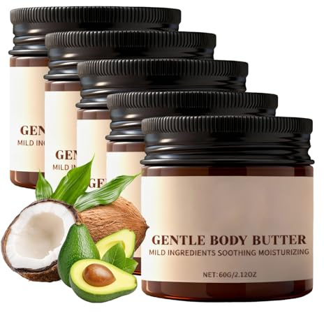 Körperbutter mit Kurkuma - Kurkuma-Körpercreme, Hautaufhellende Lotion, Kokosnuss-Körperbutter, Kakaobutter-Körpercreme, Tiefenfeuchtigkeit für trockene Haut - Sheabutter (5P-60g)