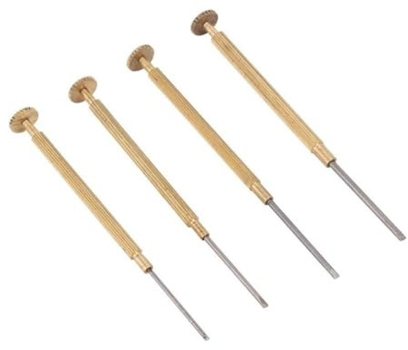 Getdoublerich Set di 4 cacciaviti, lama piatta da 1,0-1,6 mm, scanalata per riparazione elettronica di orologi, telefono, punta ultra sottile