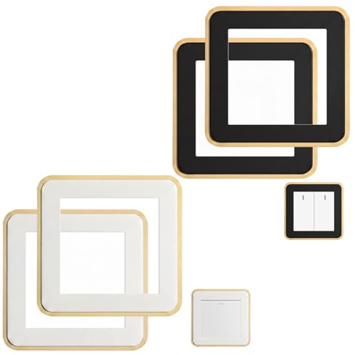 4PCS Light Switch Surround, Light Switch Cover, Light Switch Covers, Decorative Wall Protection for Switches, Includes Two Gold with White and Two Gold with Black Frames, Suitable for Home and Office
