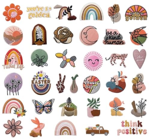 36 Stück Bügel Patches zum Aufbügeln, Praktisch Bügelpatches für Erwachsene, Aufbügel Patches Erwachsene, Vielseitig Einsetzbare Bügel Patch, Patch zum Aufnähen, Verschiedene Muster