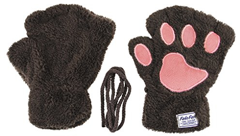 FakeFace Home Damen Mädchen Handschuhe Flauschige Fingerlose Fäustlinge Winterhandschuhe Niedlichen Katzen Bären Katzen Fuchs warme Winter halbe Fingerhandschuhe