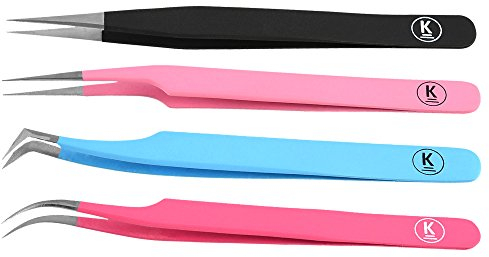 K-Pro Kit de pincettes pour extensions de cils, faux cils et Cosmétique, livré dans un étui
