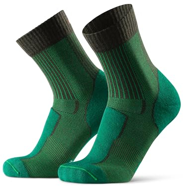 DANISH ENDURANCE Walking Socks Merino Wool Lightweight, Anti Blister Hiking Socks, Breathable Trekking Socks, for Men & Women, Unisex, Dark Green 6-8