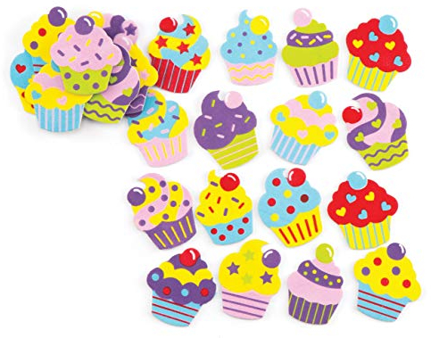 Baker Ross Moosgummi-Aufkleber „Cupcake“ – Kreatives Bastelmaterial für Kinder zum Dekorieren (120 Stück)