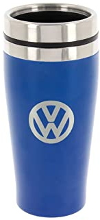 BRISA VW Collection - Volkswagen Vaso térmico de Acero Inoxidable Aislado con diseño del Logotipo de VW (450 ml/Azul)