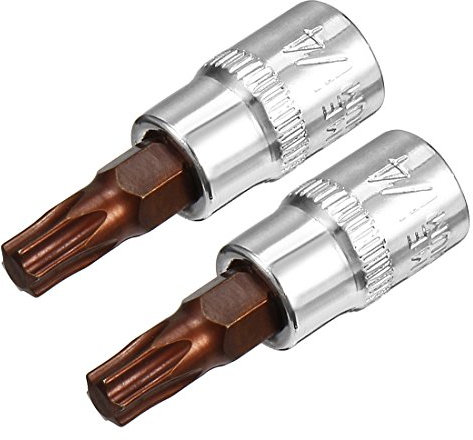 sourcing map 2pcs 1/4 Drive x T30 Torx Bit Socket, S2 Steel Bits CR-V Sockets 1.5 Length Use with Ratchet Wrench, Slide Bar, Extension Rod