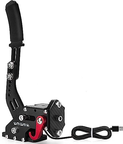 64 Bit Freno a Mano USB PC, Aggiornamento SIM Racing Games Freno a Mano per Lo GITECH G25 G27 G29 T500 T300 Thrust Master FANATECOSW Dirt Rally,Cavo di Nylon 2M/Molla Rinforzata/Nero Senza Morsetto