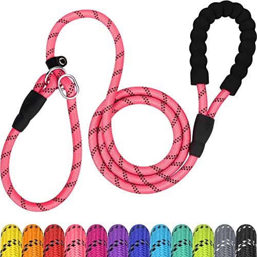 TagME Slip Lead for Dogs,1.8m Reflective Dog Lead with Soft Padded Handle, Slip-On Training Leash for Small Pet, Pink