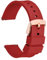 WOCCI 18mm Libération Rapide Bracelet de Montre Silicone avec Boucle Dorée Rose (Rouge)