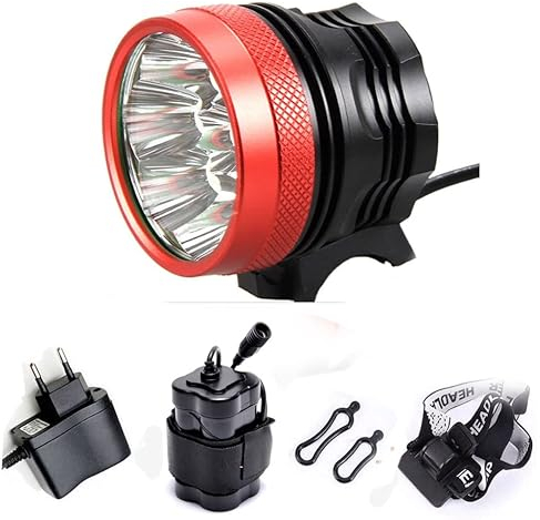 Luce bici, bicicletta Faretto anteriore A LED, per bicicletta/MTB, 9000 LM, 7 LED, con batteria ricaricabile (Rosso1)