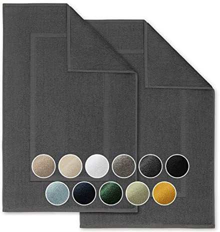Blumtal 2er Set Premium Frottier Badematte - Badeteppich Oeko-TEX® Zertifiziert, waschbarer Badvorleger 50x80cm, saugstark & weich, anthrazit