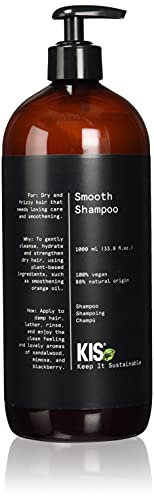 KIS Green Smooth - Shampoo - 1000ml - trockenes & krauses Haar - 100% Vegane Rezeptur - sulfatfrei - mit beruhigendem Orangenöl