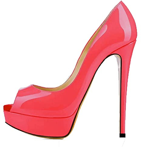 JOEupin Damen Peep Toe High Heels Schuhe Plateau Pumps Hochzeit Party, rose, 38 EU