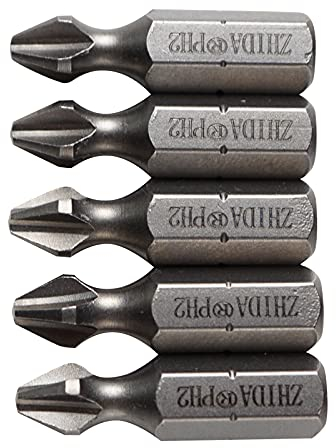 ZHIDA PH2 Phillips Torsion Screwdriver Bits 25mm | No.2 Cross Head Insert Bits 1 Inch for Drill Driver and Impact Screwdriver 5 PCS