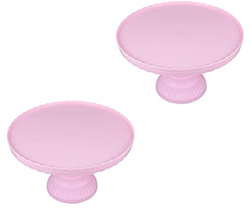 Cabilock 2 Stücke Tortenständer Kuchenständer Tortenplatte mit Fuß Kuchenplatte Cupcake Halter Obstschale Dessertteller Tortenteller Dessert Ständer für Geburtstag Hochzeit Party Tischdeko Rosa