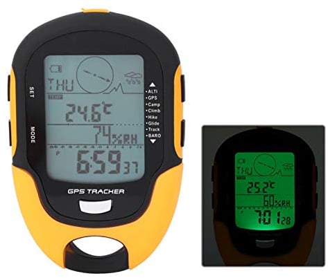 GPS-Navigationsempfänger, Handheld Multifunktionaler Höhenmesser Kompass Digitales Thermometer Barometer zum Wandern Camping Stargazing, USB wiederaufladbare Wanderausrüstung