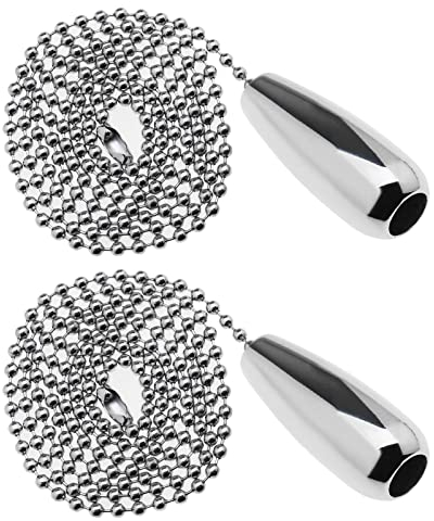 ECSiNG 2 x runde Zugkette in Tropfenform, Verlängerung mit Kugelkette, 84,5 cm, für Badezimmer/WC-Licht/Deckenleuchte/Lüfterschalter/Jalousien-Kordelzug