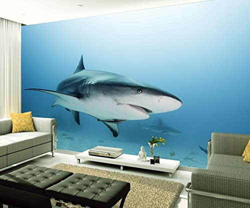XAONUO Ozean Wandbild Fototapete 3D Effekt 400X280Cm Ozean Kreatur Hai Vlies Tapeten Wandtapete Xxl Moderne Wanddeko Design Wand Dekoration Wohnzimmer Schlafzimmer Büro