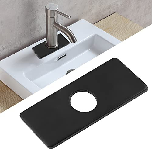 Litoexpe Rosace de 15,2 cm, plaque de terrasse rectangulaire en acier inoxydable pour robinet de salle de bain à 1 ou 3 trous, robinet mitigeur d'évier de cuisine, noir mat