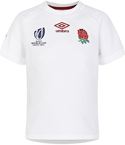 Umbro Kids England Rugby RWC Home Jersey 2023 Childrens White 6-7 Years