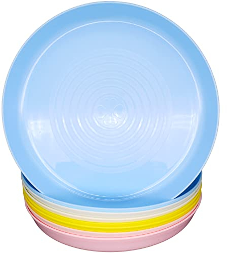 Bloomsworld 8 Kinderteller-Set aus Kunststoff für Kleinkinder, Wiederverwendbar, BPA-frei, Picknick-, Party- und Campinggeschirr für Jungen und Mädchen - Pastell