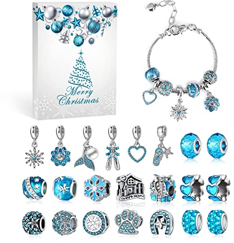 MJARTORIA Adventskalender Schmuck für Mädchen 2025 Weihnachtskalender Teenager 24 Überraschungen Überraschungspaket mit Armkette Kette Charms Schmuck Selber Machen Set Anhänger