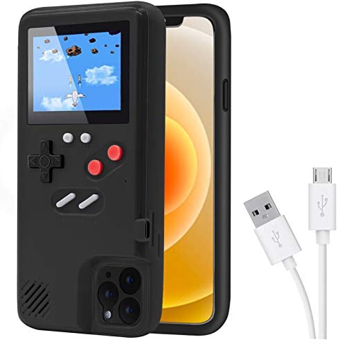 DIKKAR Game Console Case for iPhone, Retro Protective Cover Self-Powered Phone Case with 36 Small Games,Full Color Display,Video Game Case for iPhone 14 Pro Max (Black)