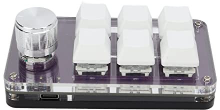 Leapiture Mini Clavier Mécanique de Jeu Raccourci à Une Main Clavier Mécanique Multifonction Mini Clavier de Jeu à 6 Touches avec Bouton Lumineux RGB