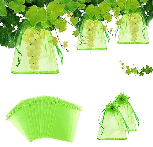 Traubenschutzbeutel,50 Stück Frucht Schutzbeutel,30x20cm Organzabeutel mit Zugband,Weintrauben Schutzbeutel,Garten Netzbeutel Schädlinge Verhindern Schützen Sie das Obst