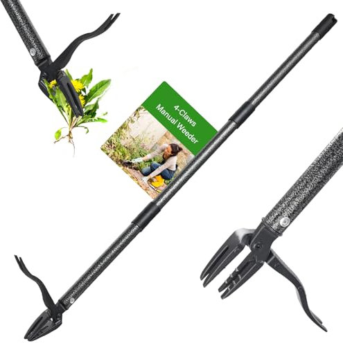 Extracteur de mauvaises herbes avec long manche - 160 cm - Outil de désherbage réglable - Support robuste - Extracteur de pissenlit - Outil de désherbage ergonomique pour jardin, pelouse, terres